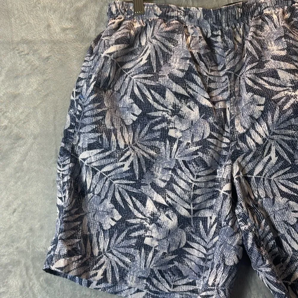 L.L. Bean Blue Tropical Lined Swim Shorts Pockets Size Medium